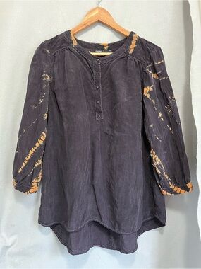 Gypsy 05 100% Cupro Tie Dye Boho Peasant Blouse Top Medium Made in Hollywood